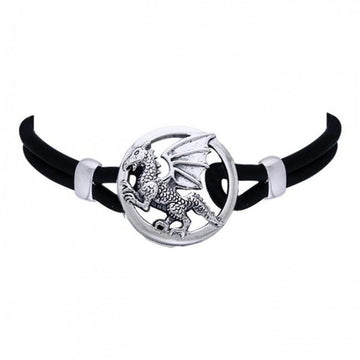 Sterling Silver Dragon Leather Cord Necklace TNC250 - Jewelry